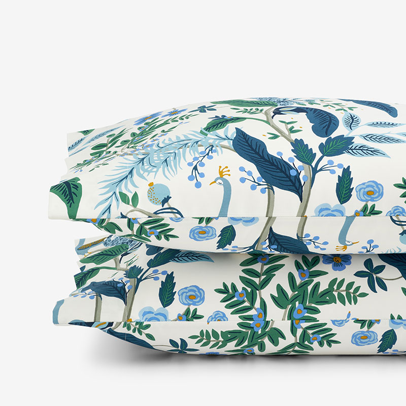 Peacock Classic Smooth Sateen Pillowcase Set - Ivory Multi, King