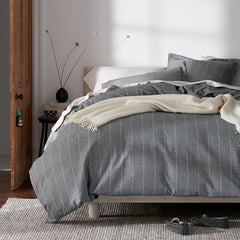 Bromley Premium Ultra-Cozy Flannel Bed Sheet Set - Smoke Stripes, Twin XL