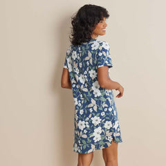 Printed Pima Cotton Women's Nightgown - Twilight Blossom, XXL