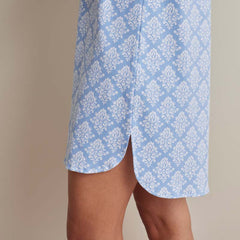 Printed Pima Cotton Women's Nightgown - Lisbon Blue, XXL