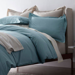 Premium Cool Supima® Cotton Percale Fitted Bed Sheet - Slate Blue, Queen
