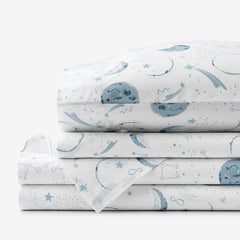 Night Sky Classic Cool Organic Cotton Percale Sheet Set - Blue, Queen