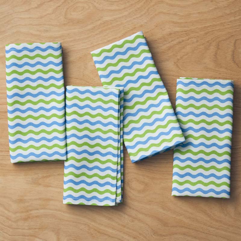 Arienna Wave Napkins, Set of 4 - Green Multi