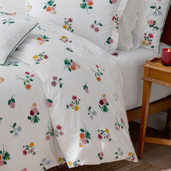 Ditsy Dahlia Classic Cool Cotton Percale Comforter - White Multi, King/Cal. King