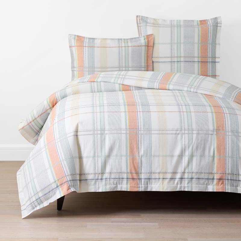 Alder Plaid Classic Cool Cotton Percale Duvet Cover - Multi, King/Cal. King