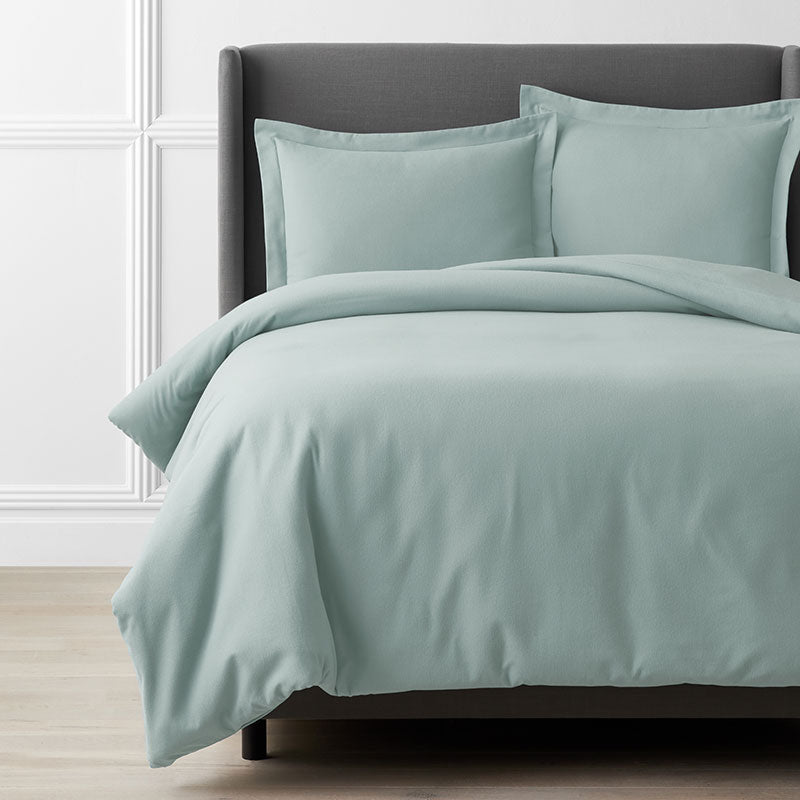 Classic Ultra-Cozy Cotton Velvet Flannel Solid Duvet Cover - Seafoam, Full/Queen