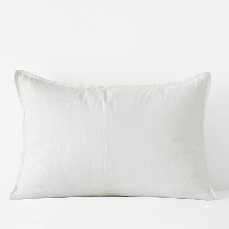 Premium Breathable Washed Linen Solid Sham - White, King