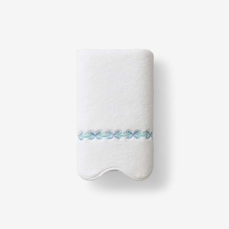 Embroidered Scallop Hand Towel - Modern Leaf