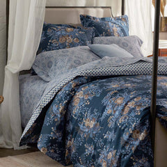 Antara Reversible Premium Smooth Sateen Sham - Navy, King