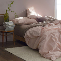 Premium Breathable Washed Linen Solid Duvet Cover - Rose Smoke, Full/Queen