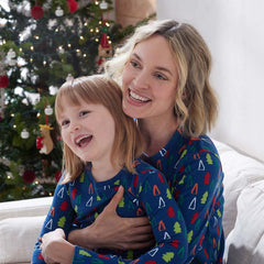 Family Printed Peruvian Cotton Kid's Pajama Set - Holiday Trees, 14/16
