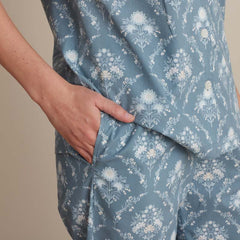Printed Poplin Women's Short Sleeve Button-Down Pajama Set - Floral Spray, XL