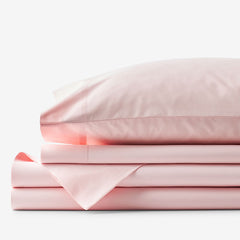 Classic Cool Organic Cotton Percale Solid Bed Sheet Set - Petal Pink, Twin XL