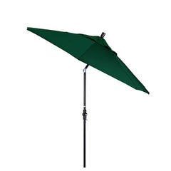Round Outdoor Patio Umbrella, Fiberglass with Twist Tilt - Black Finish, Forest Green, 9'