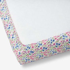 Joy Garden Classic Cool Organic Cotton Percale Fitted Crib Sheet - White Multi