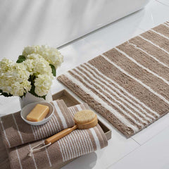 Plush Spa Stripe 6-Piece Bath Set - Light Mocha