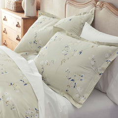 Blossom Trail Garment Washed Cotton Percale Sham - Green Tea, King