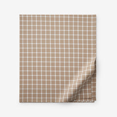 Classic Stripes and Plaids Cool Yarn-Dyed Cotton Percale Flat Bed Sheet - Windowpane Taupe, King/Cal. King