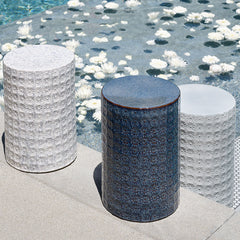 Ceramic Flower Side Table - Blue