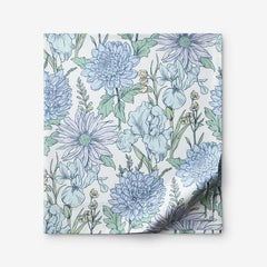 Garden Bliss Classic Smooth Sateen Flat Bed Sheet - Blue Multi, Full