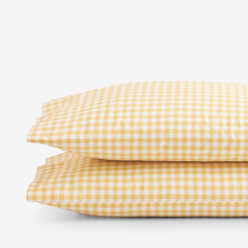 Gingham Classic Cool Organic Cotton Percale Pillowcase Set - Yellow, Standard