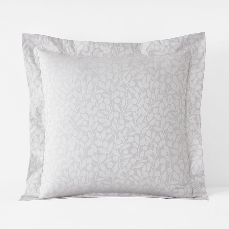 Jacquard Leaf Yarn-Dyed Premium Smooth Supima® Cotton Wrinkle-Free Sateen Sham - Light Gray, Euro