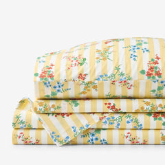 Amelia Classic Cool Cotton Percale Bed Sheet Set - Buttercup, Queen