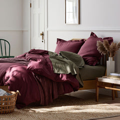 Classic Cool Cotton Percale Bed Duvet Cover - Plum, King/Cal King