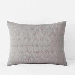 Premium Breathable Washed Linen Solid Quilted Sham - Gray, Standard
