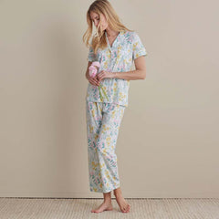 Cotton Modal Women's Cropped Pants Pajama Set - Spring Garden, M