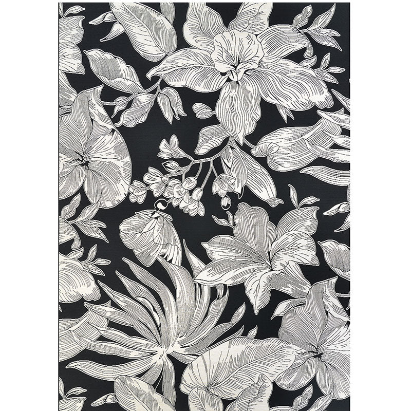 Flora Flat Woven Outdoor Rug - Black, 5' 3" x 7' 6"