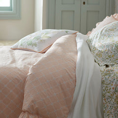 Eyelet Ruffle Classic Cool Yarn-Dyed Cotton Percale Sham - Peach, Euro