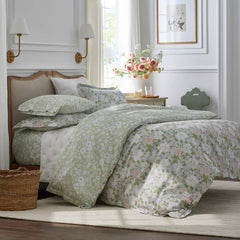 Misty Meadow Cluster Reversible Classic Smooth Sateen Sham - Green Tea, Euro