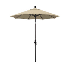 Round Outdoor Patio Umbrella, Fiberglass with Twist Tilt - Bronze Finish, Antique Beige, 7.5'