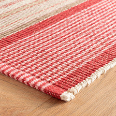 Framboise Handwoven Cotton Rug - Red, 2' x 3'