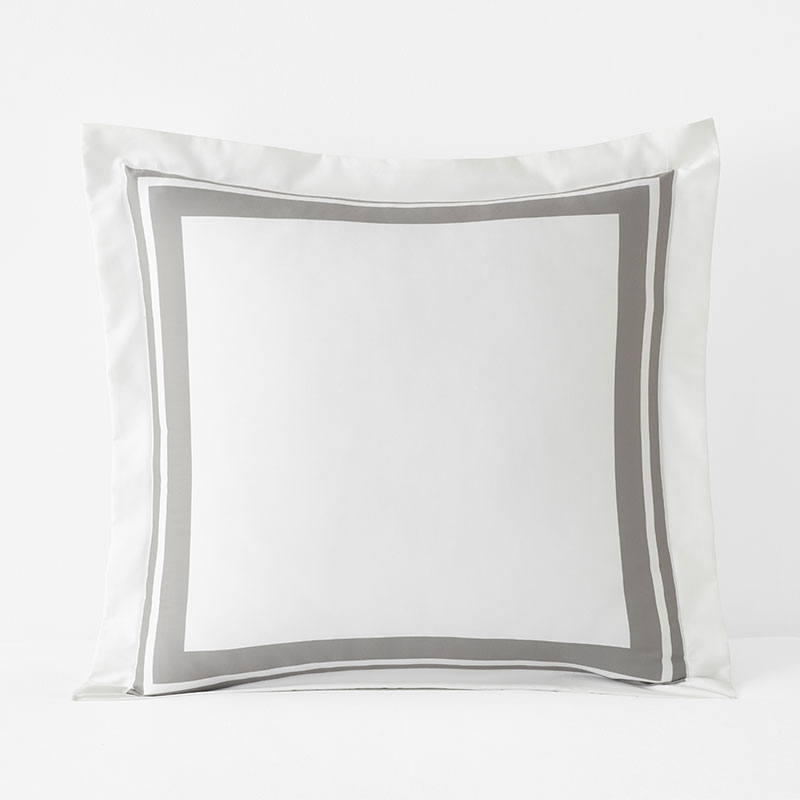 Double Border Premium Smooth Supima® Cotton Wrinkle-Free Sateen Sham - Silver, Euro
