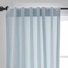 Ditsy Gingham Classic Cool Organic Cotton Percale Window Curtain - Blue, 44" x 63"